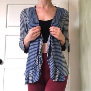 Anthropologie - Striped ruffle sweater